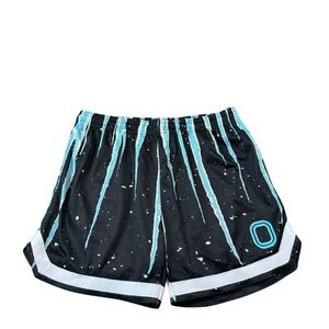 Overtime Black Blue Pattern Mesh Basketball Short Size Large